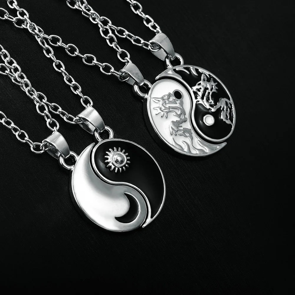 2 PCS Best Friends Necklace Jewelry Yin Yang Tai Chi Pendant Couples Paired Necklaces&Pendants Unisex Lovers Valentine's Gift Vera Lux