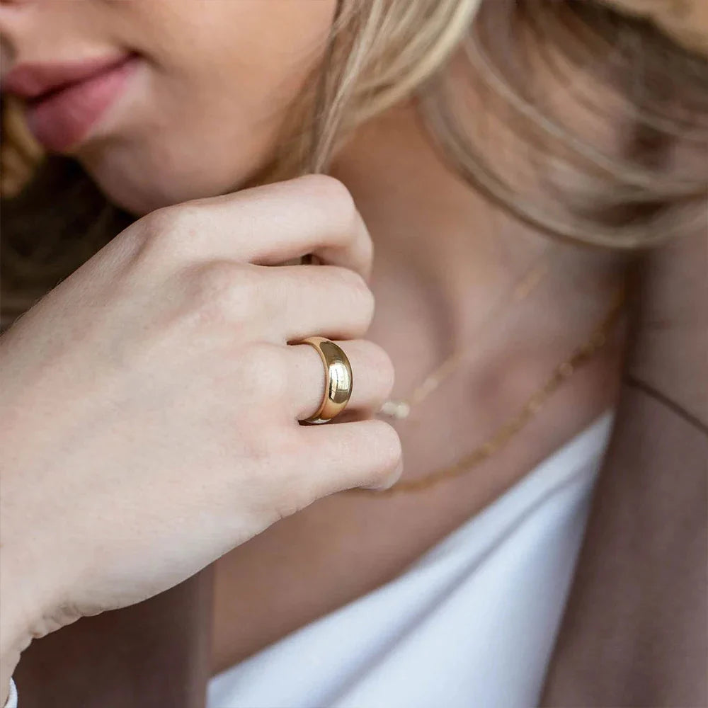 Women's Simple Stainless Steel Ring Wide Gold Color Non-Fading waterproof jewelry for women gift wholesale dropshippin Vera Lux