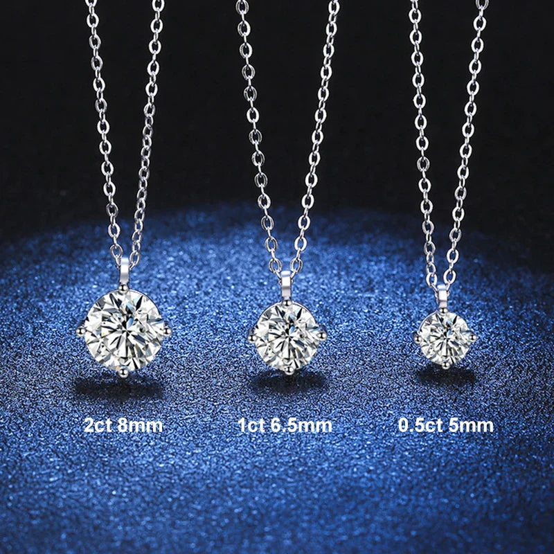 NeeTim 1ct 2ct 3ct D VVS1 Moissanite Necklace for Women Sterling Silver 925 with White Gold Plated Lab Diamond Sparkling Pendant Vera Lux