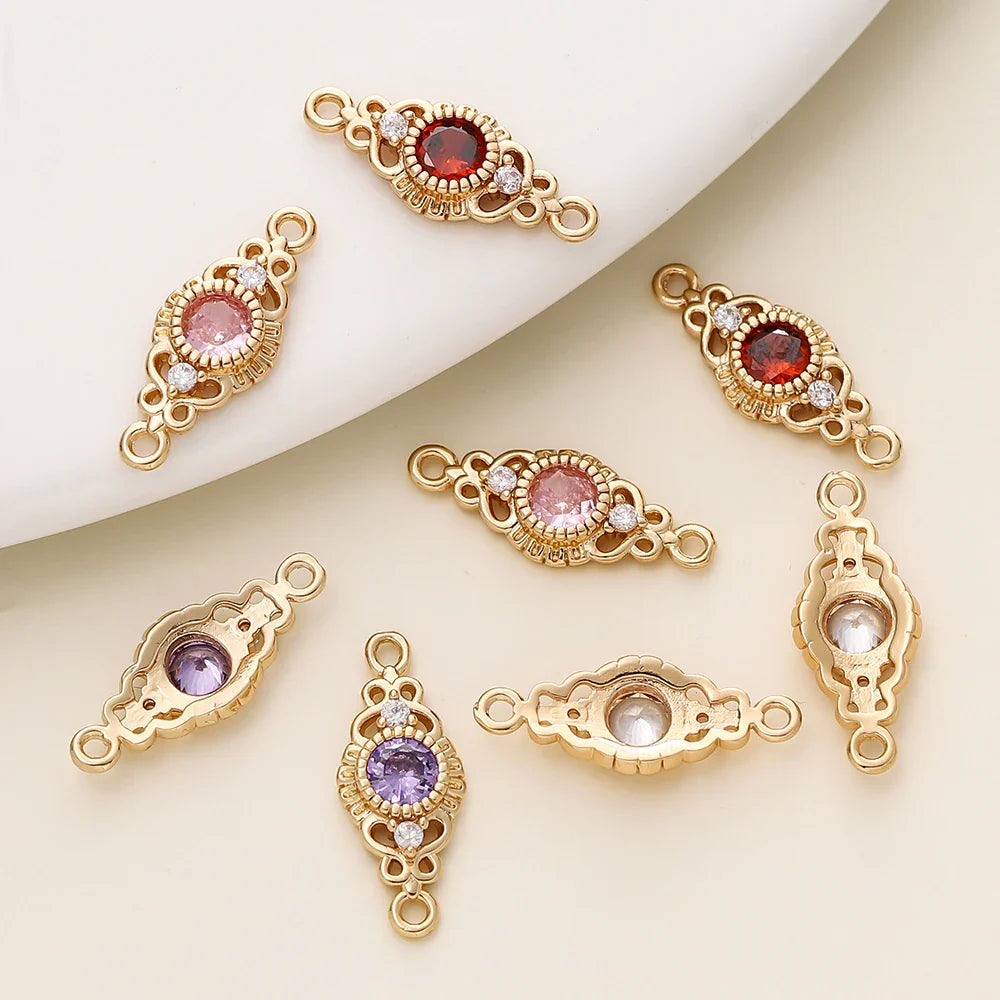 5/10Pcs/Pack 18K Gold Color Plated Metal Brass 2 Holes Oval Connector Pendants for DIY Necklace Jewelry Making Accessories Vera Lux