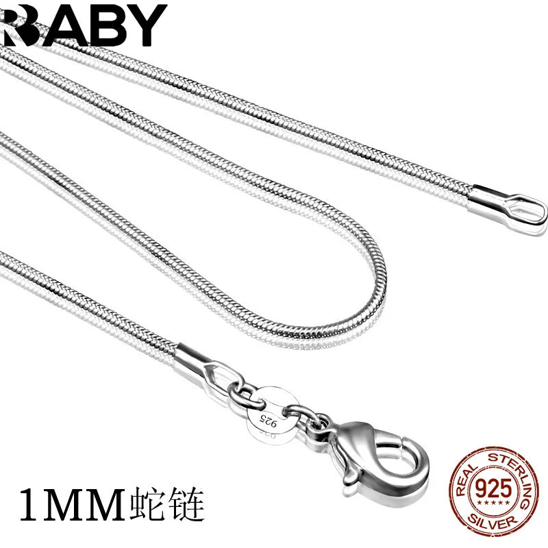 925 sterling silver necklace women, silver fashion jewelry Snake Chain 1mm Necklace 16 18 20 22 24" Vera Lux