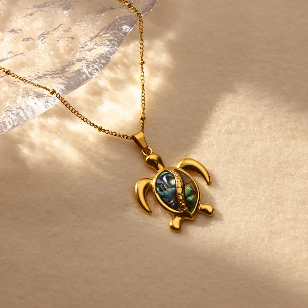 Summer Beach Turtle Necklace for Women Stainless Steel Chain Collar Pendant Necklaces Elegant Charm Jewelry Gift y2k Accessories Vera Lux