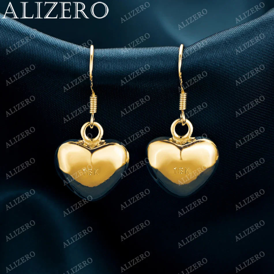 ALIZERO 18K Gold Heart Earrings For Women Wedding Party Gifts Fashion Jewelry Wholesale 925 Sterling Silver Drop Earring Vera Lux