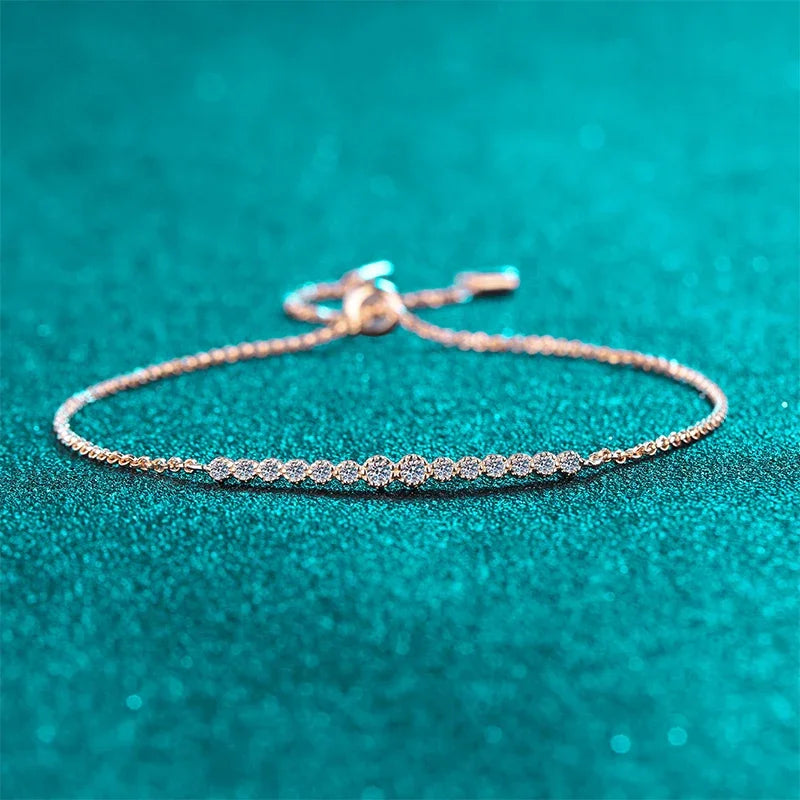 NeeTim Full D VVS1 Moissanite Bracelets for Women S925 Sterling Silver Lab Diamond Bracelet Wedding Birthday Party Jewelry Gift Vera Lux