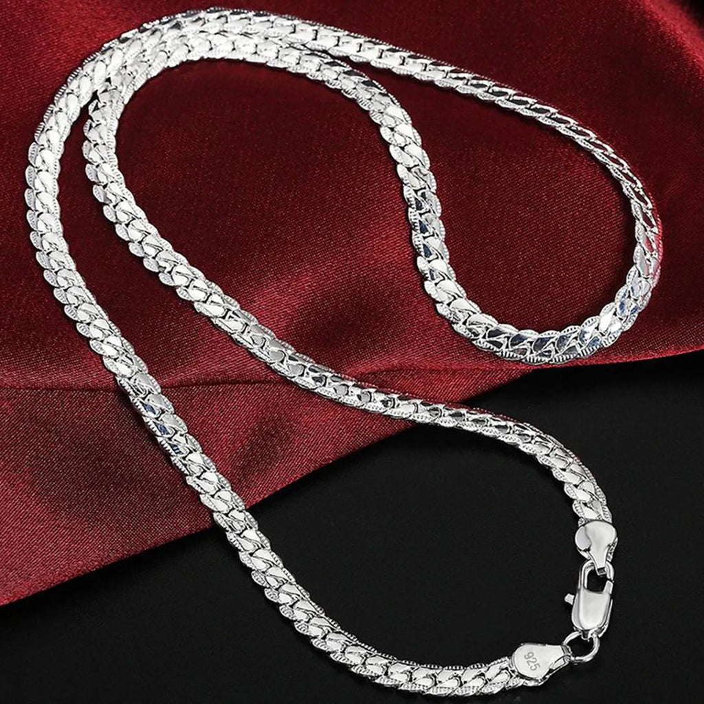 925 Sterling Silver 8/16/18/20/22/24 Inch 6mm Side Chain Necklace Bracelet For Woman Men Fashion Charm Wedding Jewelry Vera Lux