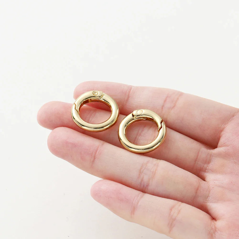 5Pcs 20mm 14K 18K Gold Plated O Ring Spring Clasps Openable Round Keychain Hook Charms Pendants Connector For DIY Jewelry Making Vera Lux