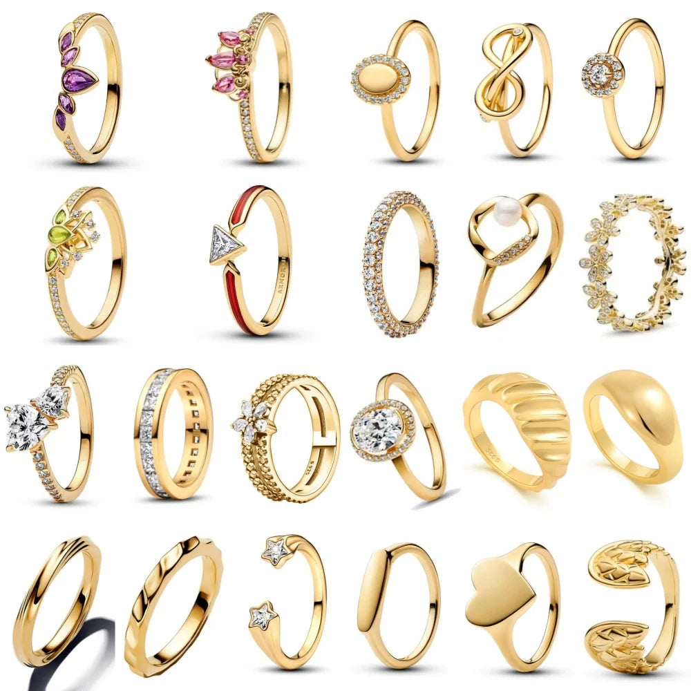 925 Silver Gold Color Heart Stone Rings Ring New Hot Selling Gold Color Rings Suitable For Any Occasion  DIY Birthday Gift Vera Lux