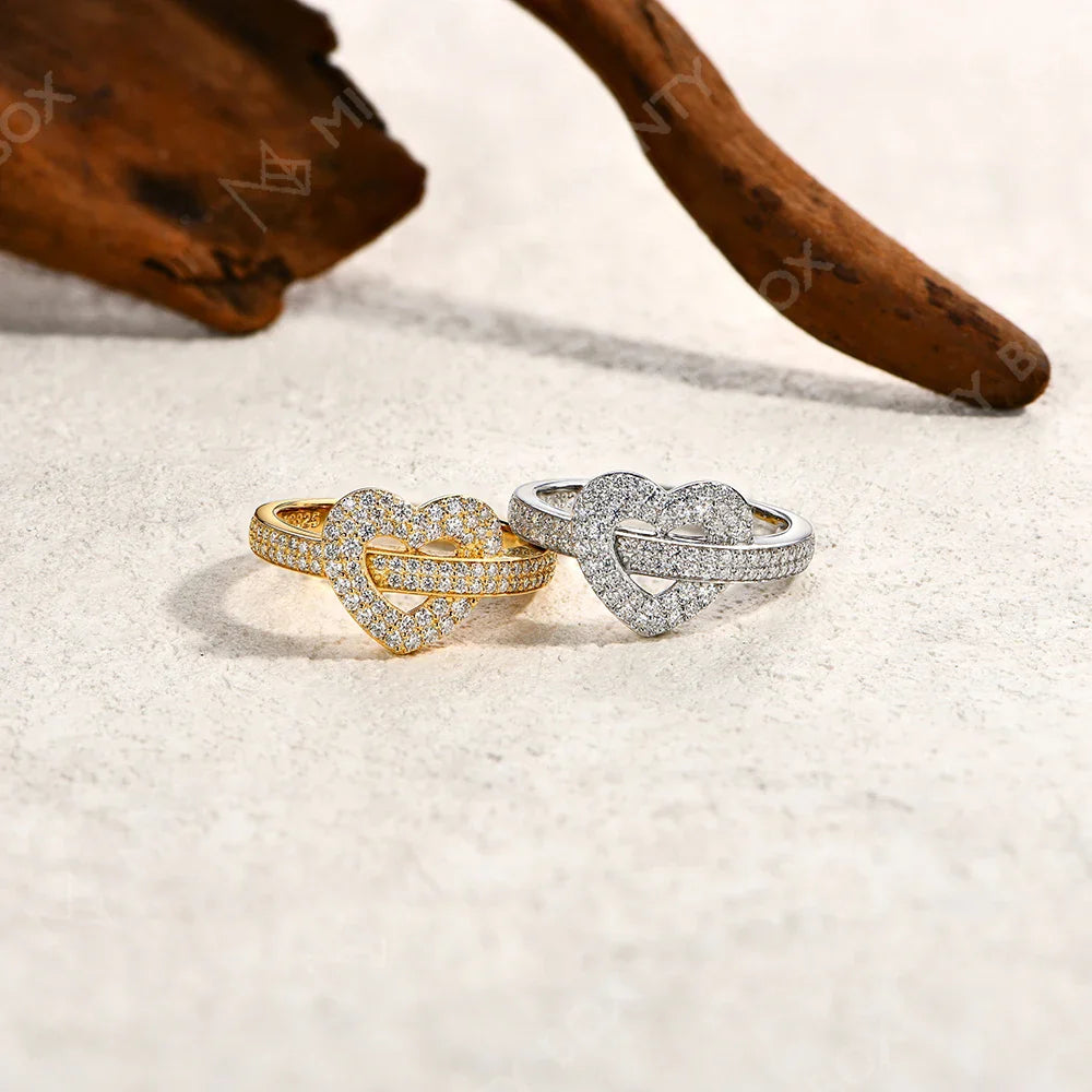 MINTYBOX S925 Silver Moissanite Rings for Women 0.568ctw D/VVS1 Lab Diamond Heart Ring 18K Gold Plated  Wedding Fine Jewelry Vera Lux