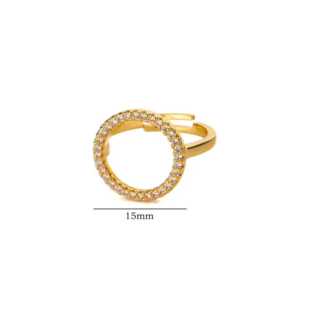 Fashion Zircon Hollow Round Rings for Women Stainless Steel Gold Color Adjustable Wedding Ring Aesthetic Jewelry Gift anillos Vera Lux
