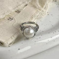 925 Sterling Silver Hollowed Pearl Adjustable Rings For Women Wedding Luxury Accessories  Dropshipping Vera Lux