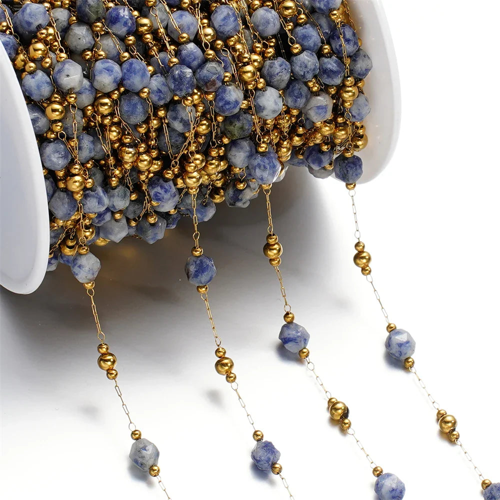 1Meter/Lot Mixed Stainless Steel Irregular Stone Beads Chains for Handmade DIY Necklace Bracelets Jewelry Making Accessories Vera Lux