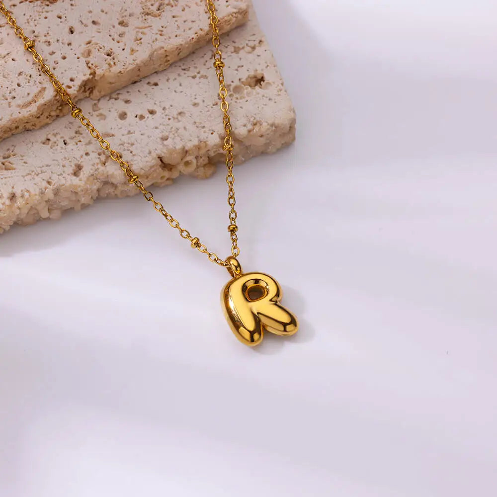 Vintage Initial Letter Necklaces For Women Stainless Steel Chain Collar Pendant Necklace 2024 New Wedding Couple Jewelry Gift Vera Lux
