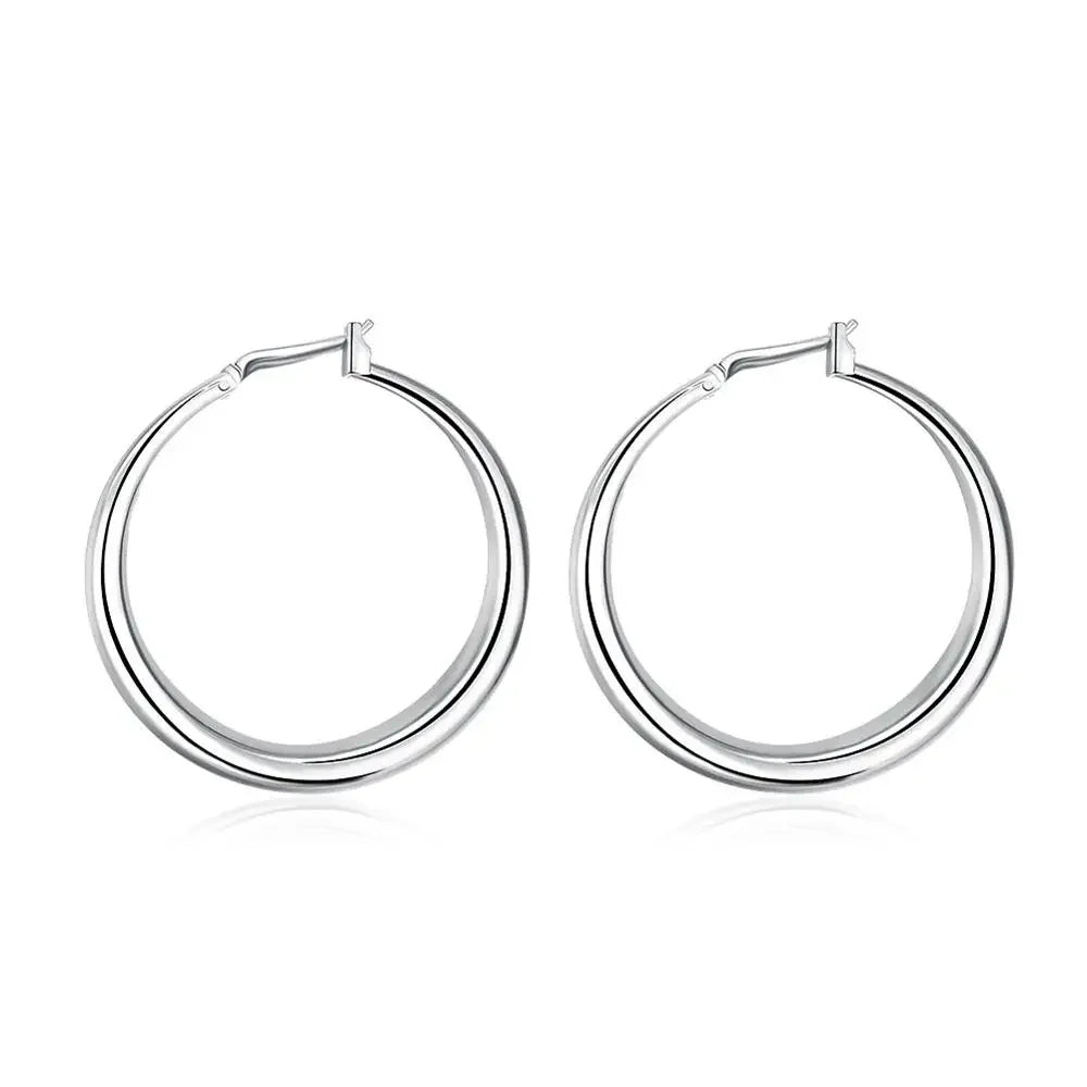 925 Sterling Silver 33mm Big Circle Round Hoop Earring For Women Unusual Earrings 2025 Trend Christmas Jewelry Vera Lux