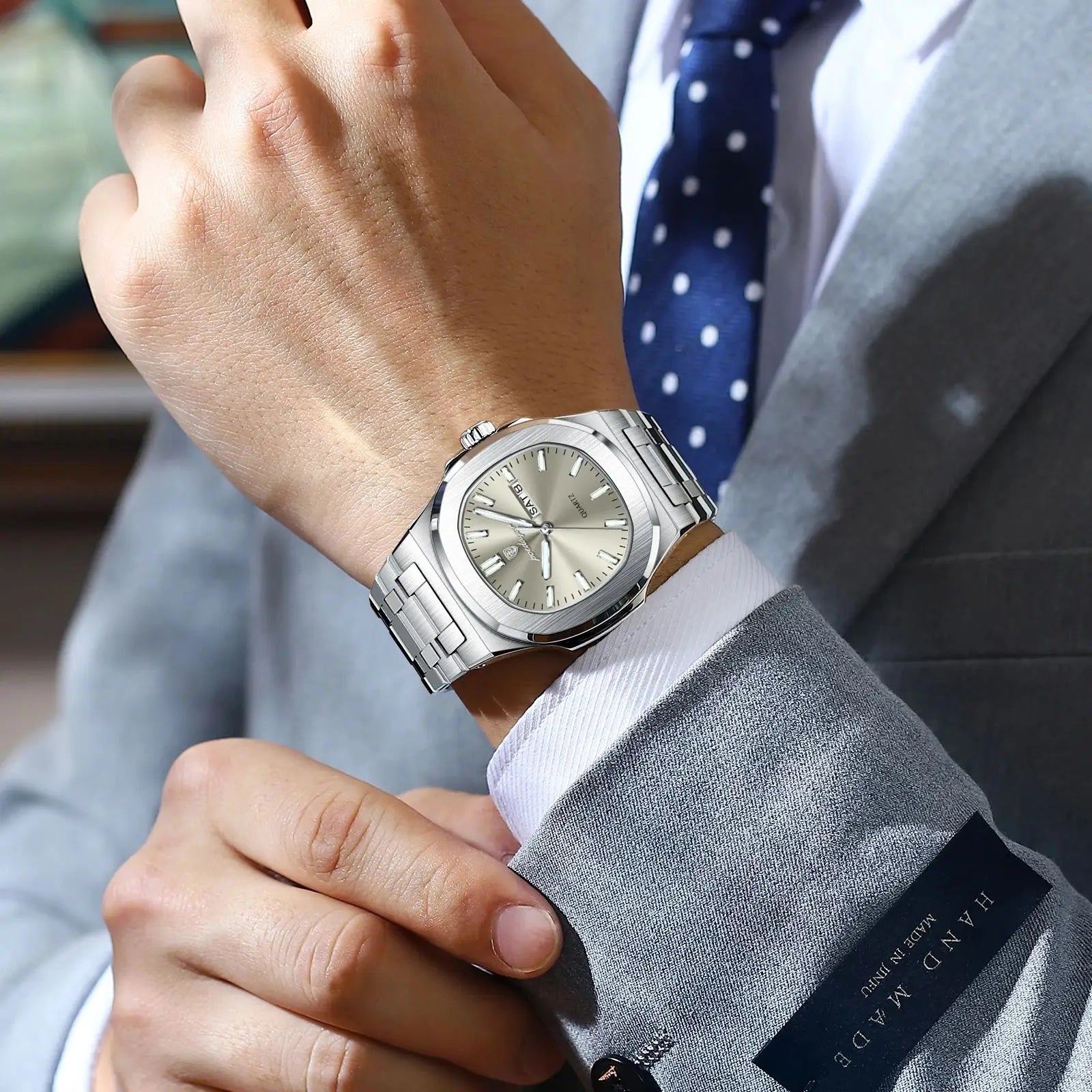 POEDAGAR Trendy Casual Wristwatch For Men Week Date Stainless Steel Man Watch Luminous Waterproof Luxury Quartz Men Watches+Box Vera Lux