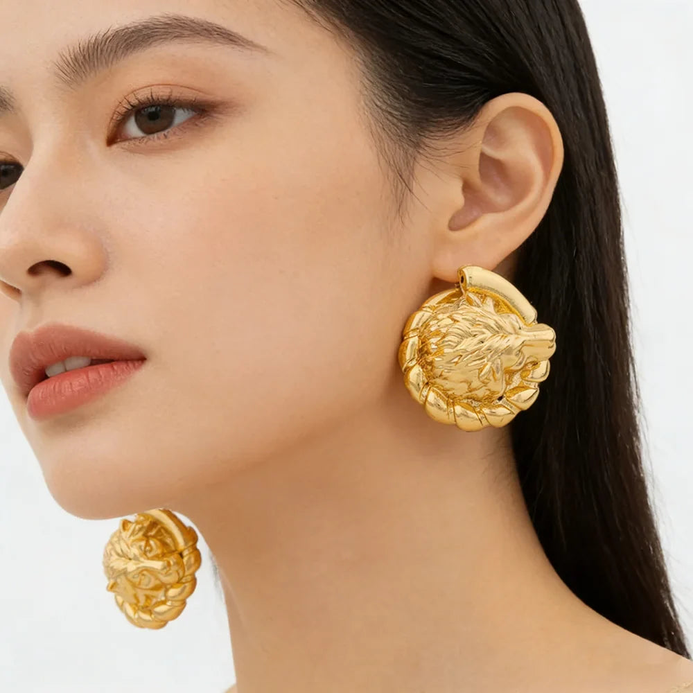 African Hoop Earrings for Women Jewelry Gold Color Large Dangle Earrings for Dubai Weddings Bridal Earrings Jewelry Accessory Vera Lux