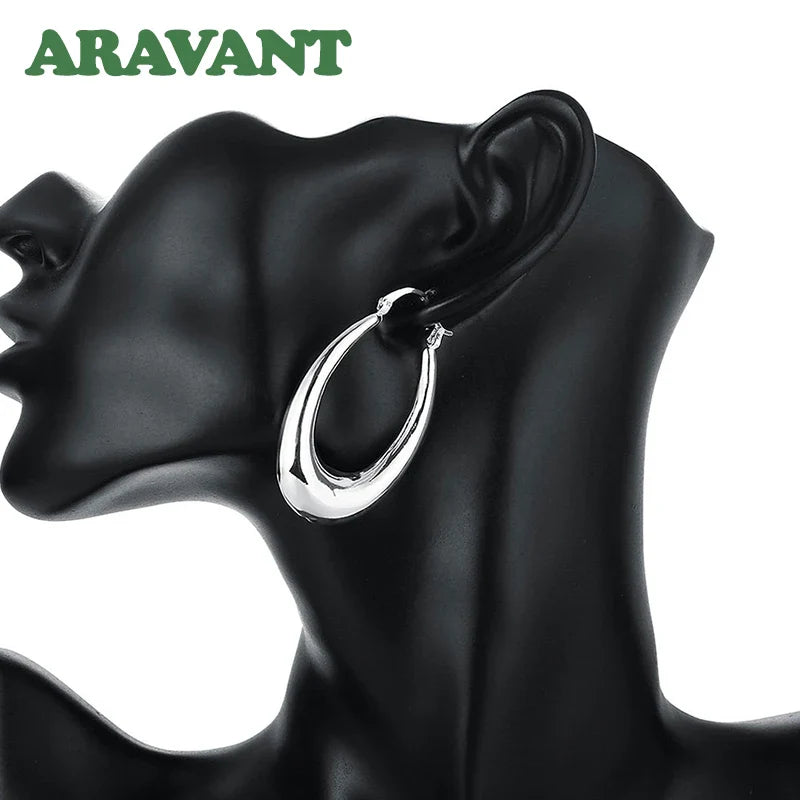 925 Silver Big Moon Hoop Earrings For Women Fashion Jewelry Wholesale Vera Lux