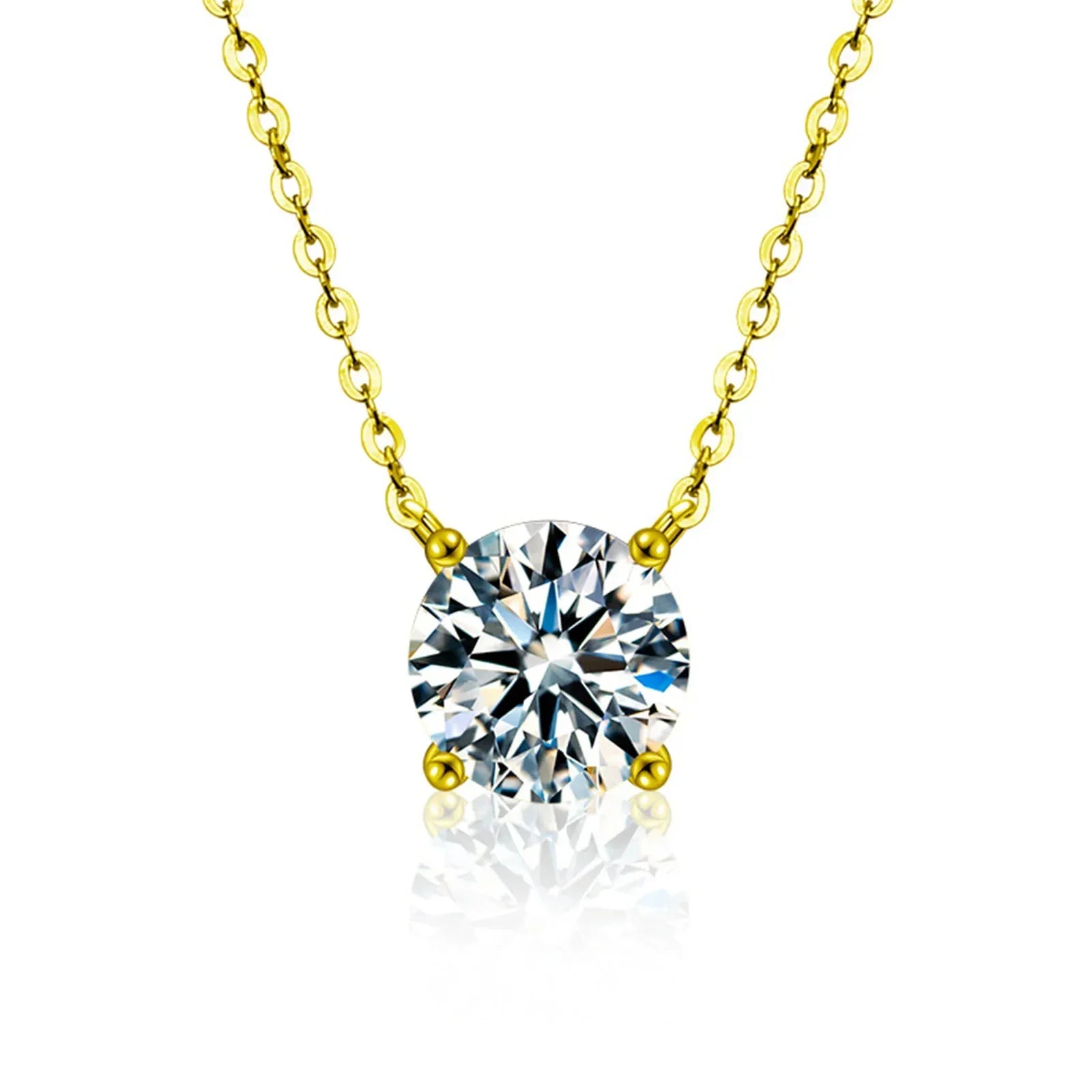 925 Sterling Silver 18k Gold Plated Necklace Versatile Single Sparkling Zircon Clavicle Chain for Women Wedding Jewelry Vera Lux
