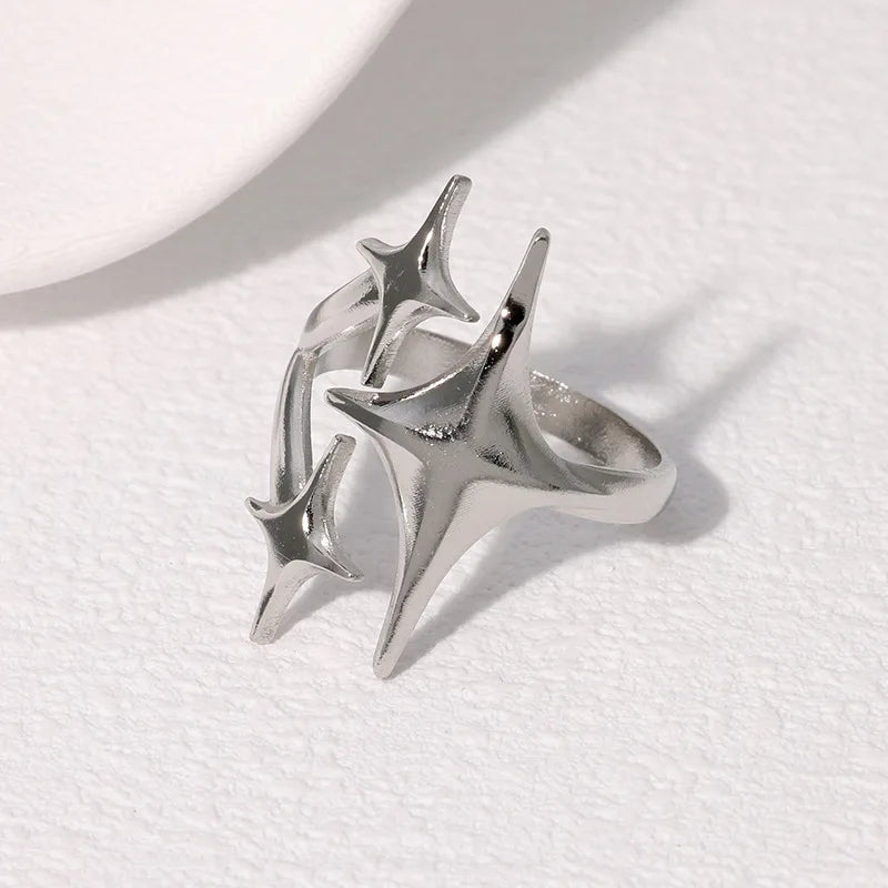 New European American Stainless Steel Ring Niche Teenage Design Featuring Star Like Minimalist Cool Personalized Temperament Vera Lux