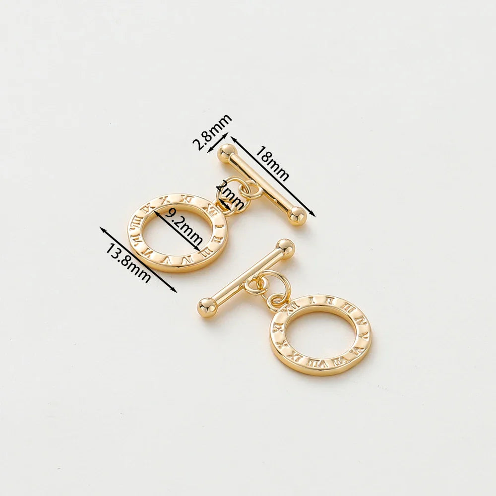 4 Sets 14K/18K Gold Color Plated Brass O Toggle Clasps Connector for DIY Bracelet Necklace Jewelry Making Findings Accessories Vera Lux