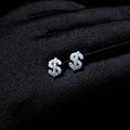 American Full Diamond Dollar Letter Stud Men's Senior Sense Super Flash Hip Hop Trend Niche Men's And Women's Fashion Earrings Vera Lux