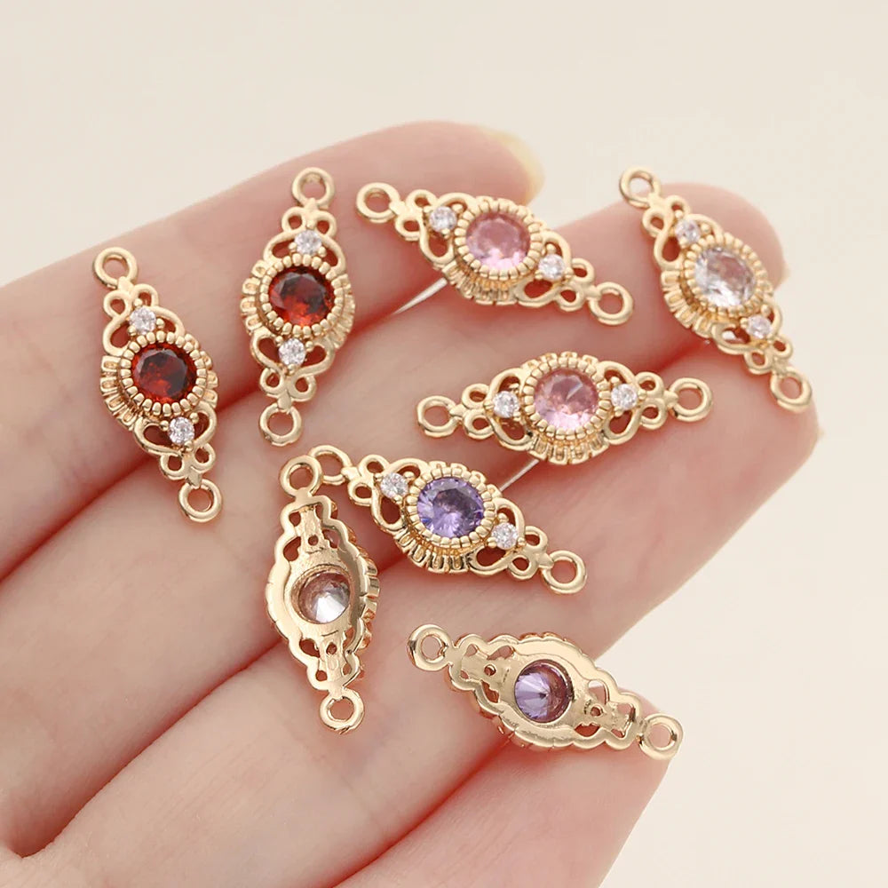 5/10Pcs/Pack 18K Gold Color Plated Metal Brass 2 Holes Oval Connector Pendants for DIY Necklace Jewelry Making Accessories Vera Lux