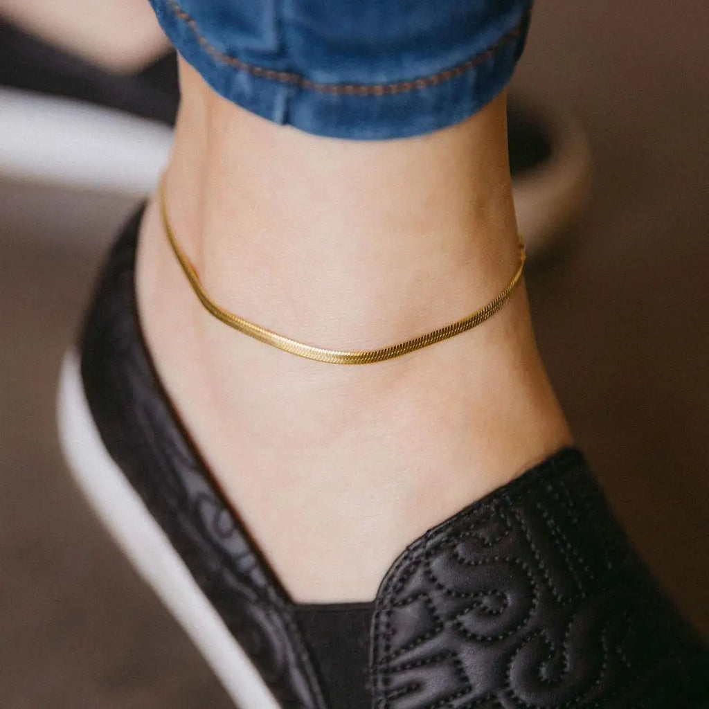 SUNIBI Stainless Steel Snake Chain Anklet for Women Summer Beach Gold Color Anklets Fashion Jewelry Dropshipping Wholesale Vera Lux