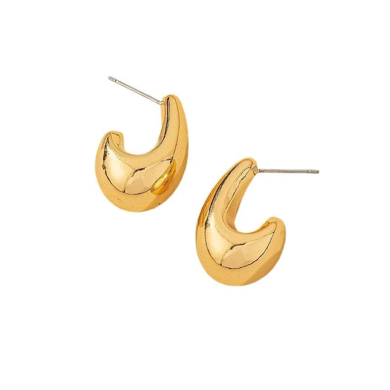 Vintage Chunky Dome Drop Earrings For Women Gold Plated Stainless Steel Thick Teardrop Earring Statement Wedding Jewelry Gifts Vera Lux