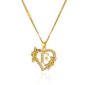 Zircon Flower Heart Initials Necklaces For Women Stainless Steel Heart Lover Gold Color Letter Chain Collar Necklace Jewelry Vera Lux