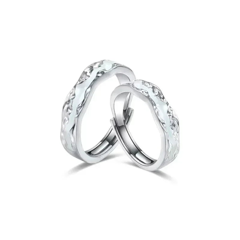New Enamel Luminous Adjustable Finger Ring Vintage Luxury Love Couples Rings Glow In Dark Y2K Jewelry Valentine's Day Gifts Femstylo