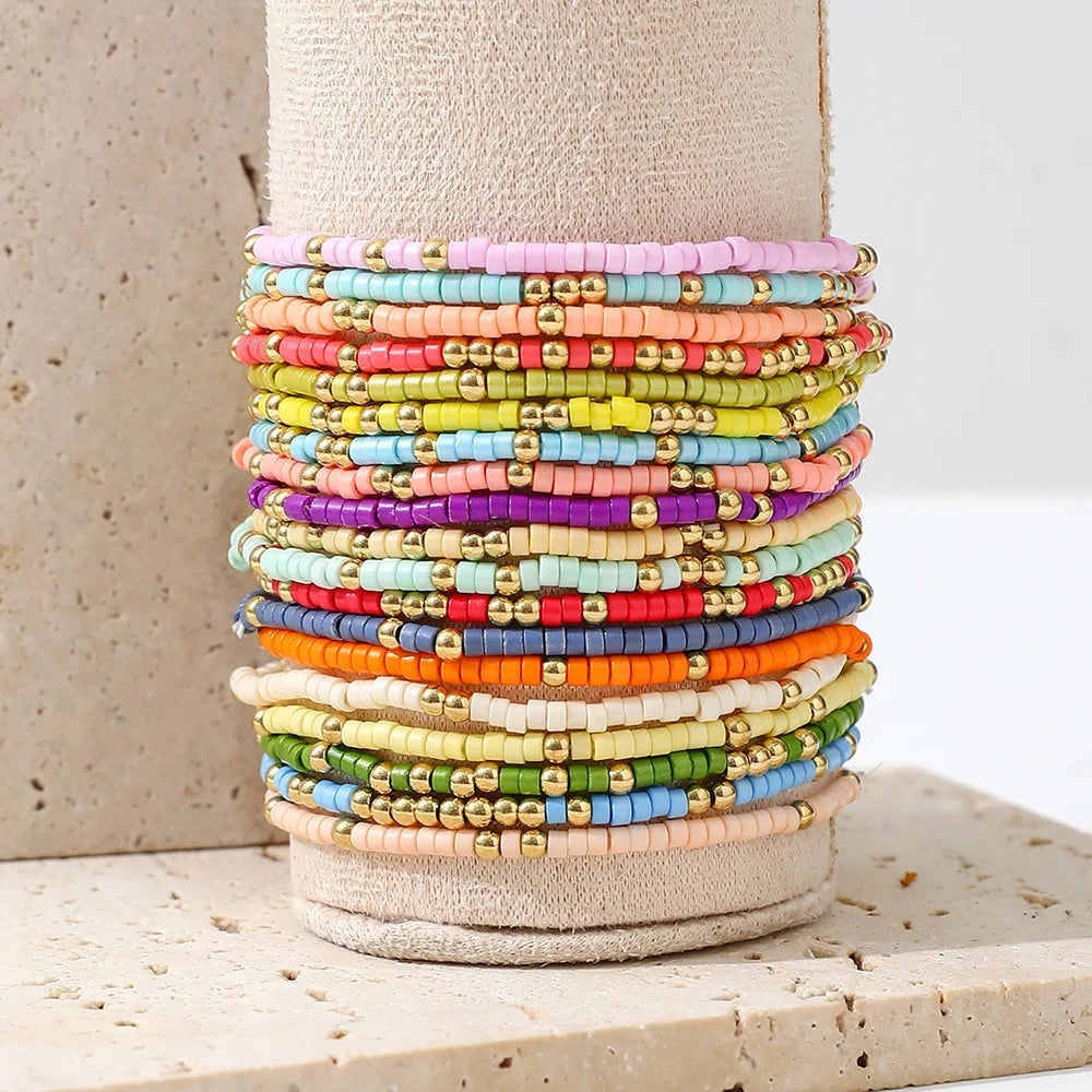 Bohemian Style Beaded Bracelet Set For Women Colorful Beads Stretchy Strand Chain Bangle Girls Summer Beach Vacation Jewelry Vera Lux