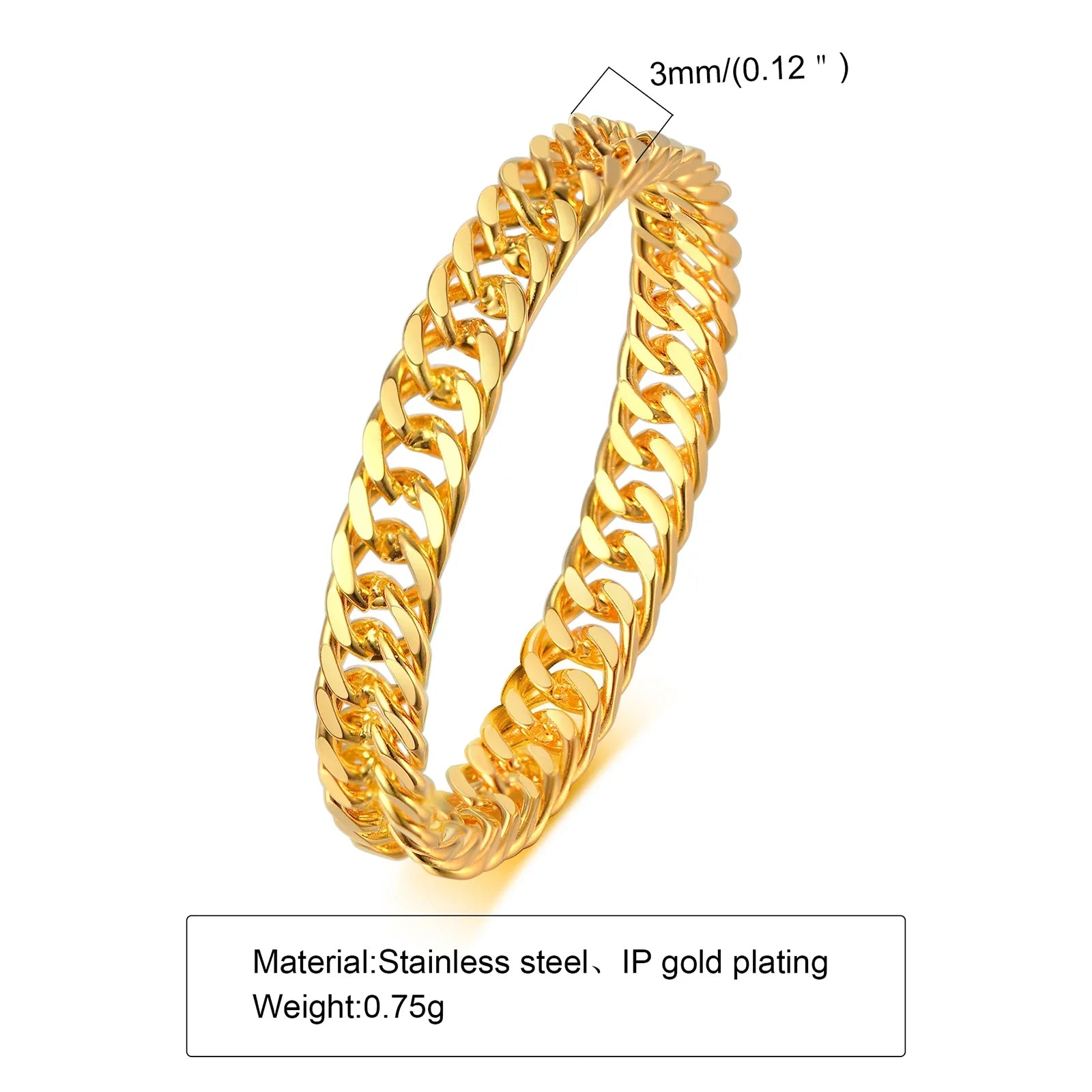 6mm Thick Chunky Chain Ring Cuban Curb Link Stainless Steel Stylish Ring for Women Girls Vera Lux
