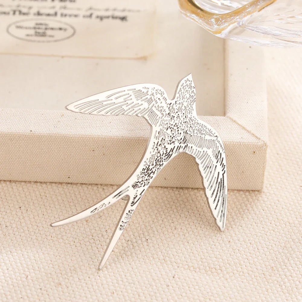 Aomogo Stainless Steel Broochs Fashion Personality Pin Designs Drawing Swallow Brooch For Women Jewelry Banquet Creative Gifts Vera Lux