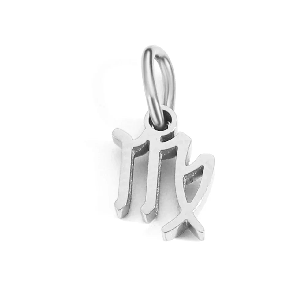 10PCS Stainless Steel Star Zodiac Sign 12 Constellation Pendant Accessories for Necklace Women Man Jewelry Gifts Wholesale Vera Lux