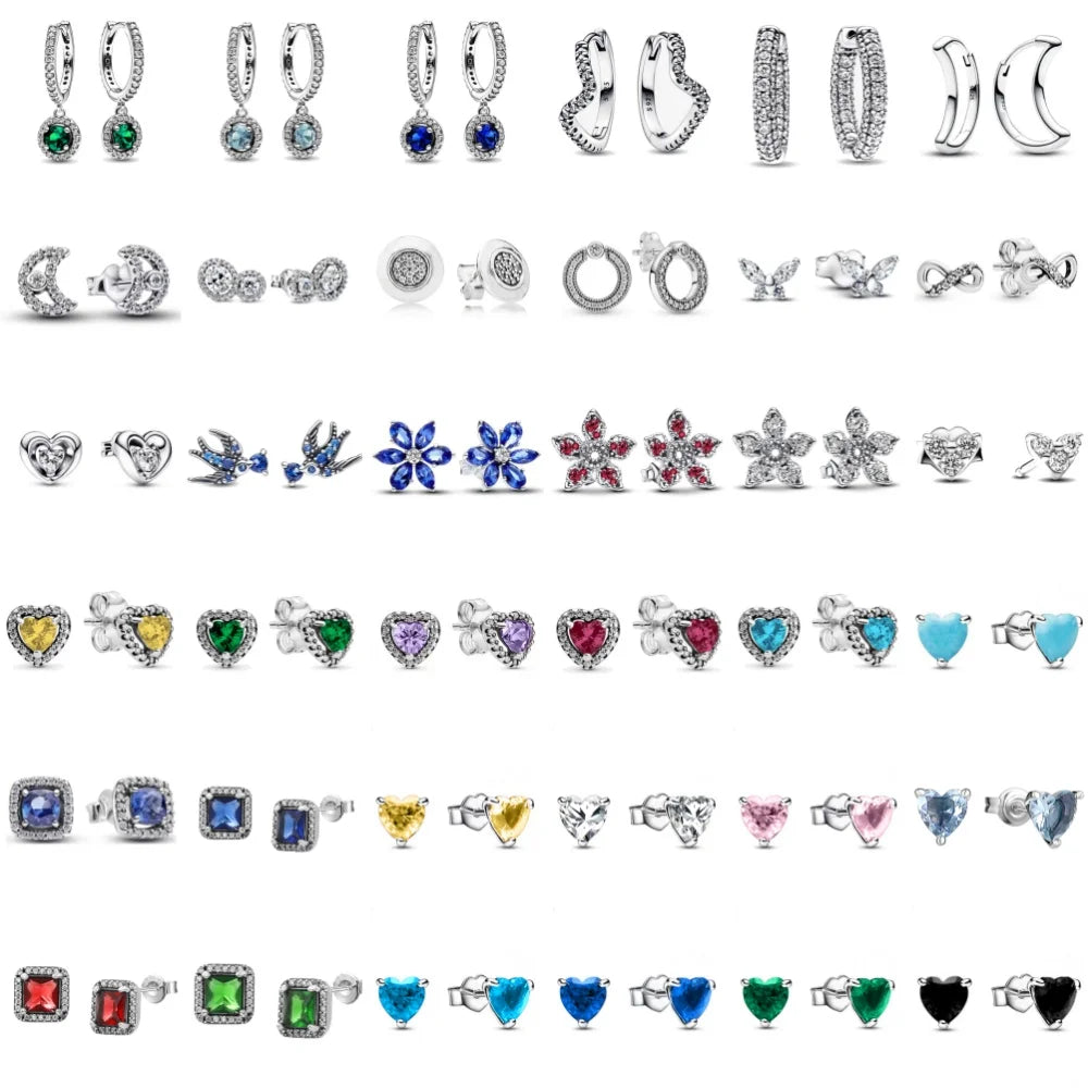 Christmas Gift Hot Selling 925 Silver Blue Stone Flower Stud Earrings Fit Women's Festival Exquisite Charm Jewelry Gifts Vera Lux