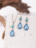 Fashionable Water Droplet Shaped Artificial Synthetic Blue Stone Hanging Earrings For women's Birthday Custom Jewelr Vera Lux