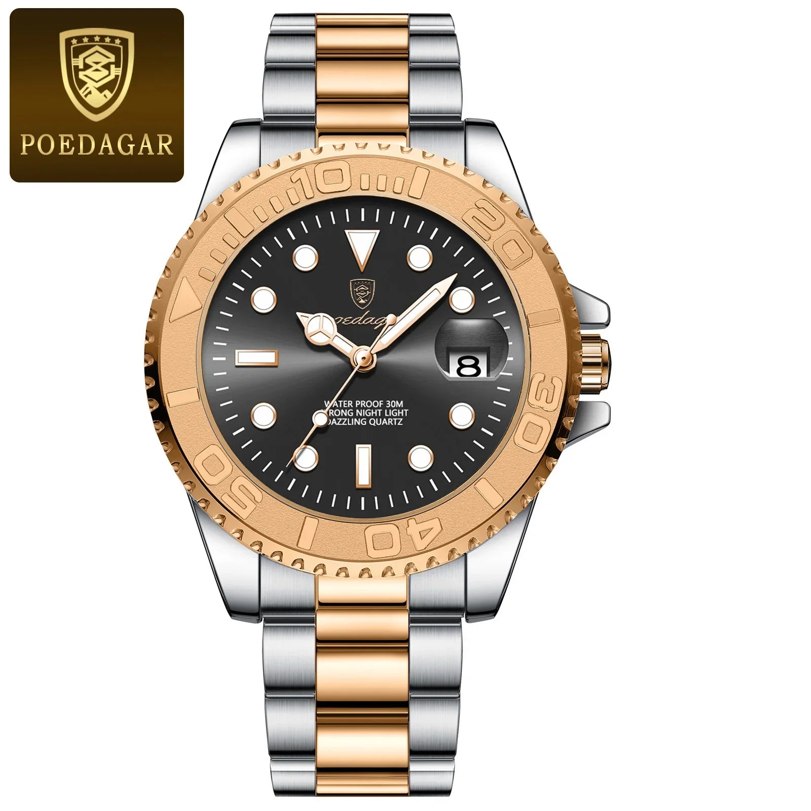 POEDAGAR Top Luxury Man Watch Waterproof Luminous Date Men Watch Stainless Steel Male Clock Sports Fashion Men's Quartz Watches Vera Lux