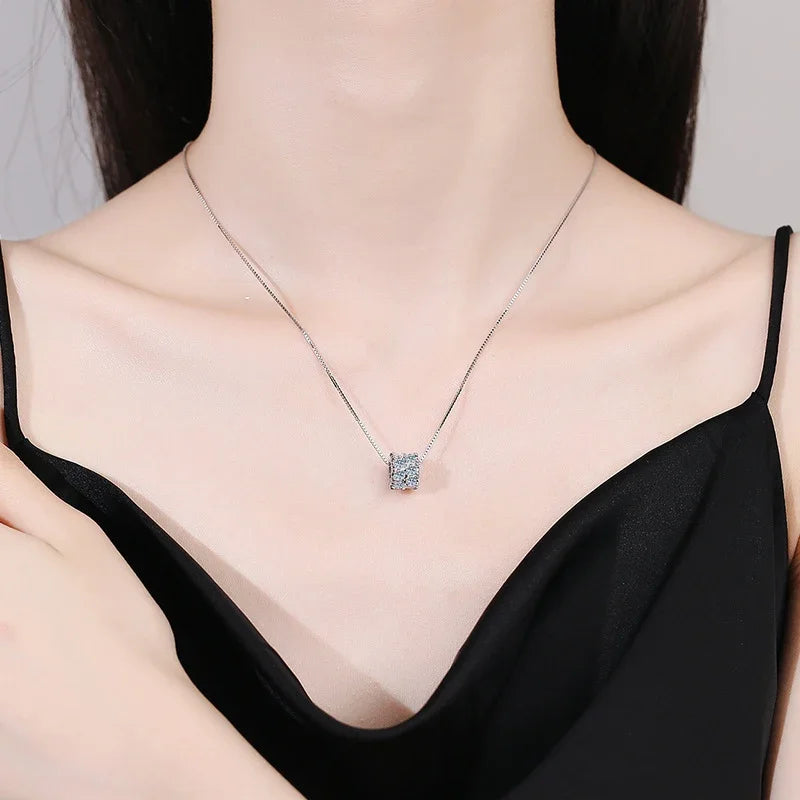 NeeTim Full Moissanite Diamond Necklace For Woman Pendant 925 Sterling Silver Necklace For Women Chain Party Bridal Fine Jewelry Vera Lux