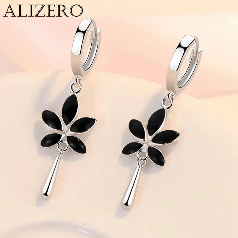 Retro Creative black Maple Leaf Eardrop New Trendy 925 Sterling Silver Earrings For Women Ear Jewelry Girl Valentine's Day Gifts Vera Lux