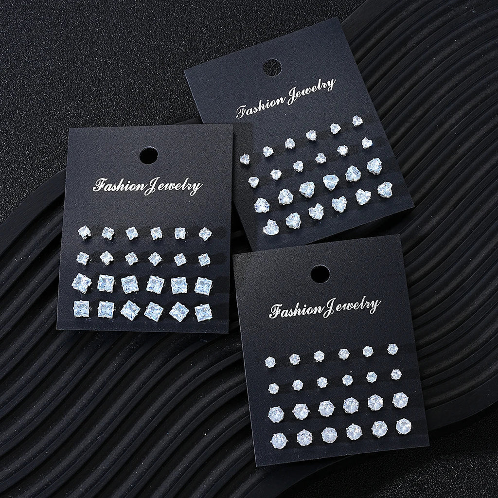 36 Pcs Simple Shiny Rhinestone Stud Earrings Set for Women Fashion Crystal Zircon Pearl Earring New Jewelry Accessories Gifts Vera Lux