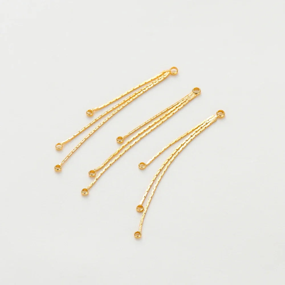 4Pcs/Lot 58mm 14K/18K Gold Color Plated Brass Chain Tassel Charms for DIY Earrings Jewerly Making Findings Accessories Vera Lux