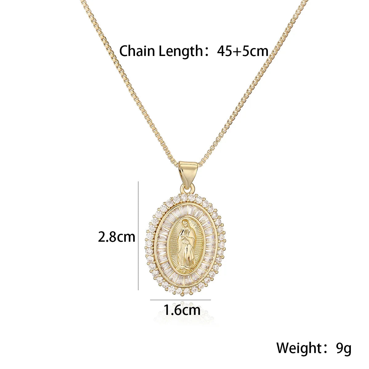 NEWBUY 2025 New Arrival Classic Design Gold Color Virgin Mary Pendant Necklace For Women Shiny CZ Zircon Copper Jewelry Vera Lux