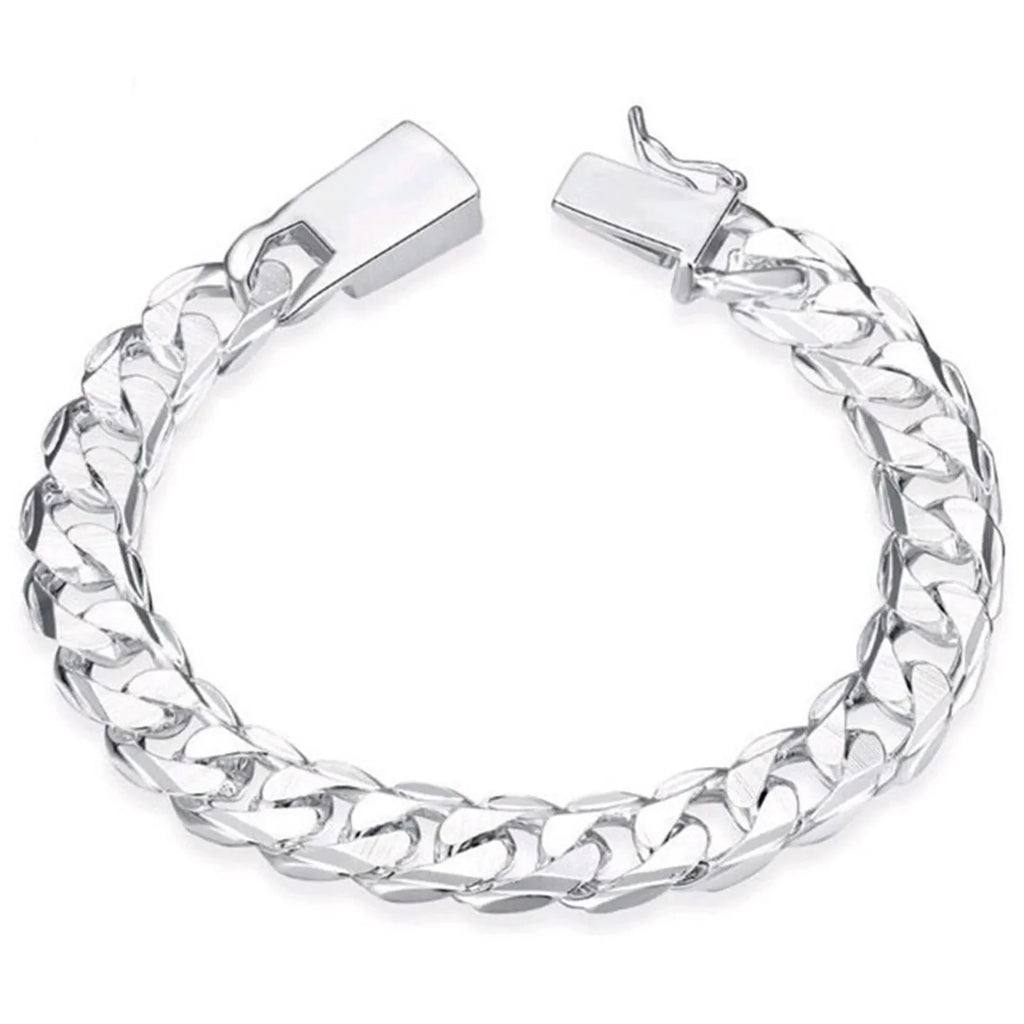New High-end Women's Mens Fine Silver Color Bracelet Fashion Jewelry Gift Men's Square Beautiful Gem Vera Lux