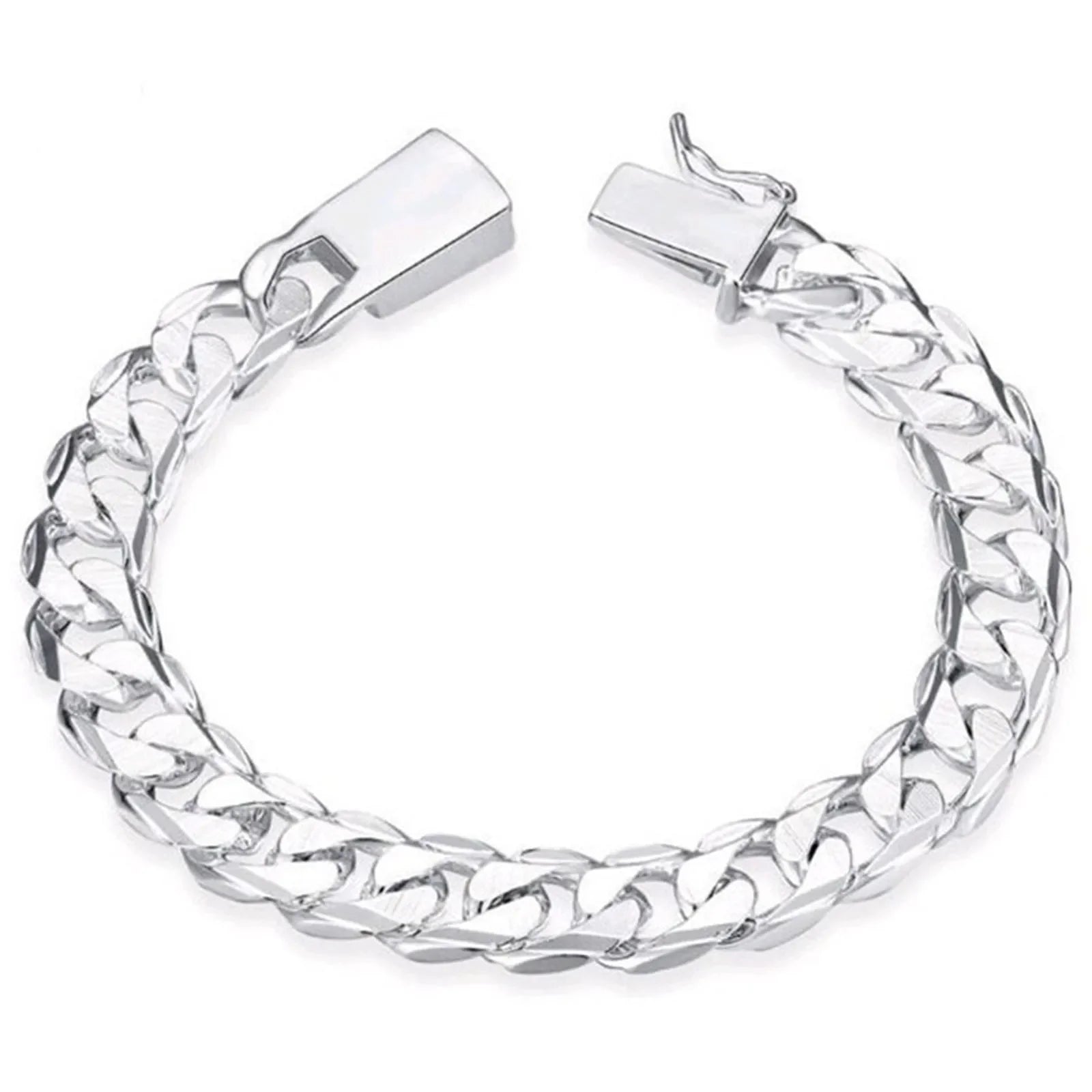 New High-end Women's Mens Fine Silver Color Bracelet Fashion Jewelry Gift Men's Square Beautiful Gem Vera Lux