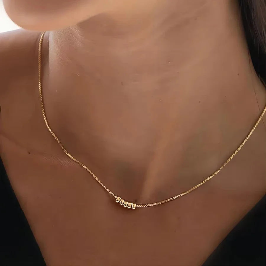 Minimalist Gold Color Stainless Steel Necklace for Women Classic Thin Chains Metal Beads Neck Jewelry Vera Lux