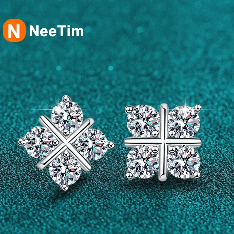 NeeTim D Color Moissanite Stud Earrings For Women Top Quality 925 Sterling Silver Sparkling Diamond Engagement Wedding Jewelry Vera Lux