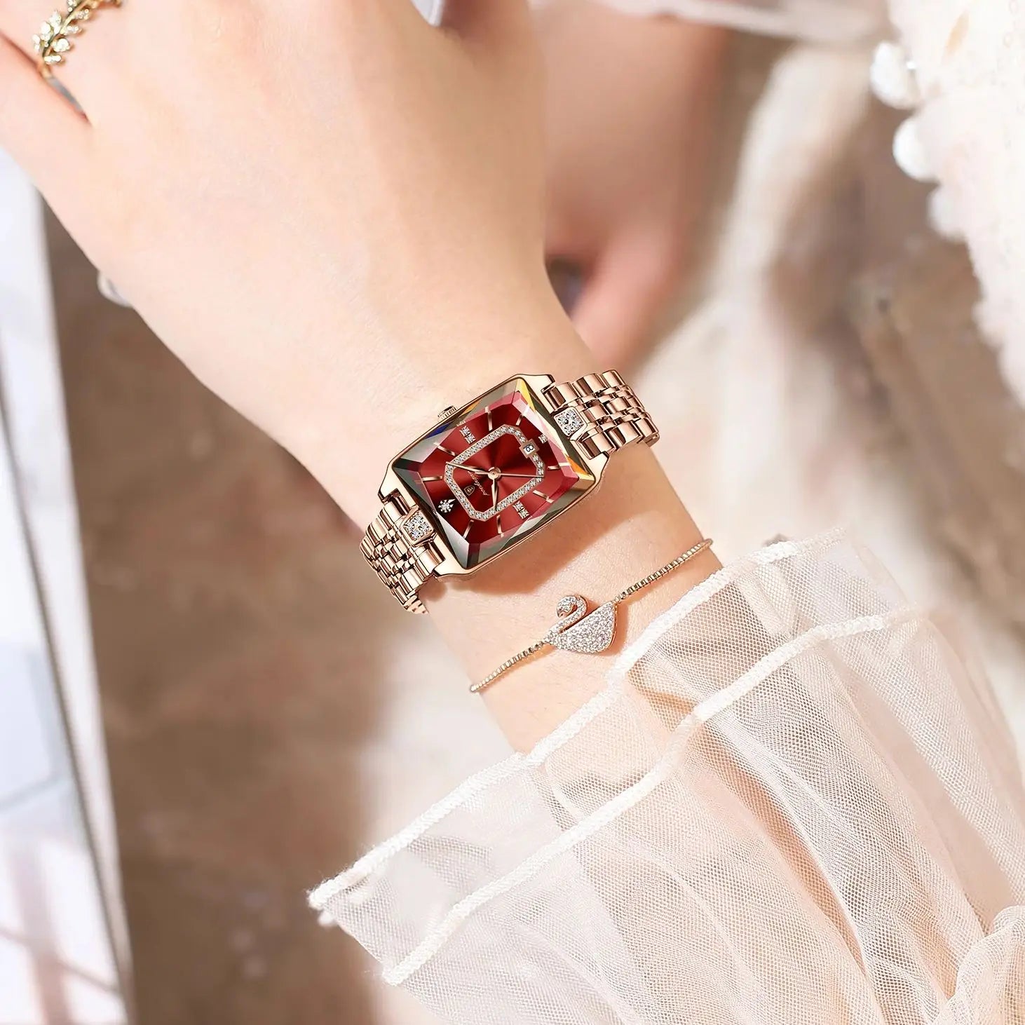 POEDAGAR Top Elegant Women Wristwatch Waterproof Date Ladies Watch Stainless Steel Rectangle Quartz Women's Watches Female Reloj Vera Lux