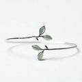 VENTFILLE 925 Stamp Silver Color Bangle for Women Green Opal Leaf Twigs Branch Jewelry Girls' Gift Dropshipping Vera Lux