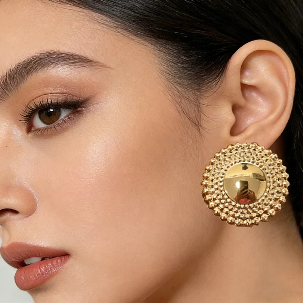 Gold Plated Earrings Jewelry for Women Weddings Design Circle Clip Earrings for Dubai Engagement Bride Luxury Hoop Earrings Vera Lux