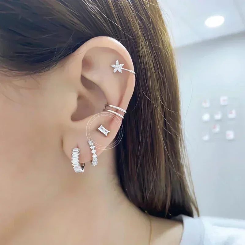 925 Sterling Silver Ear Needle Fashion Hoop Earrings White Crystal Luxury Women's Silver Earrings Wedding Women's Jewelry Gift Vera Lux