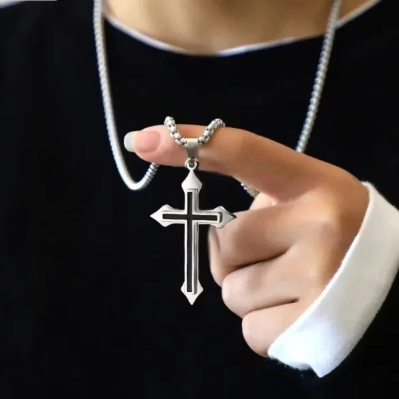 Cross Pendant Gold/Silver Plated Necklace Stainless Steel Link Chain Charm Choker Statement Men Jewelry Accessories Gifts Vera Lux